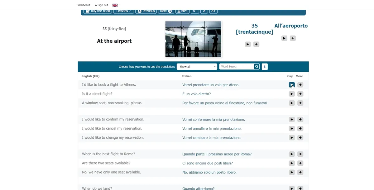50Languages lesson interface