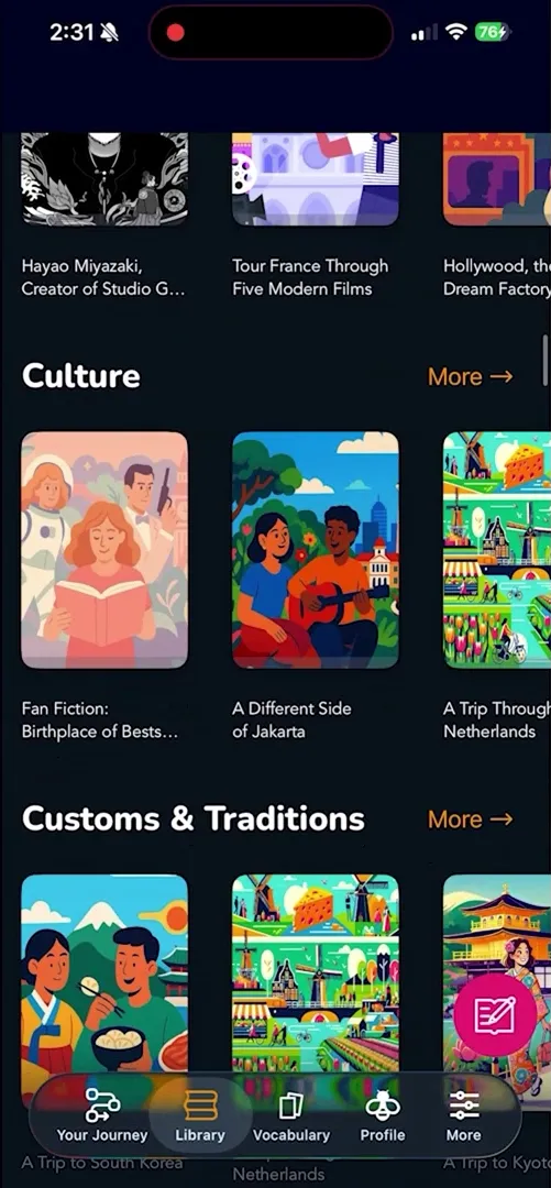 Beelinguapp learning experience screenshot