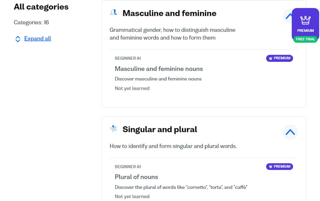 busuu italian review grammar