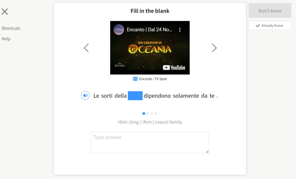 fluentu review italian quiz one