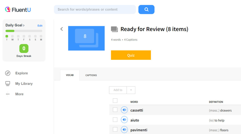 fluentu review italian vocabulary