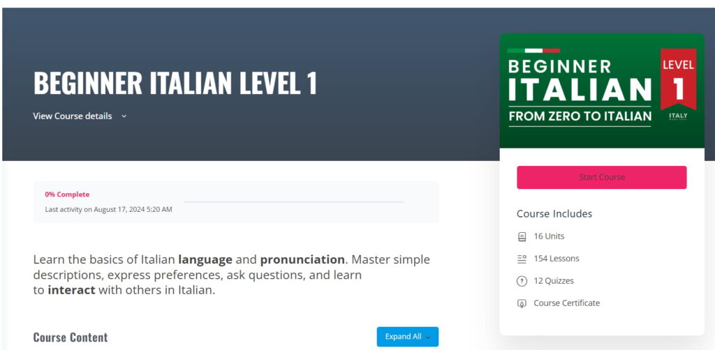 italian made easy review course one