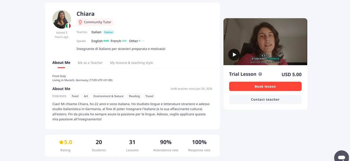 iTalki lesson scheduling