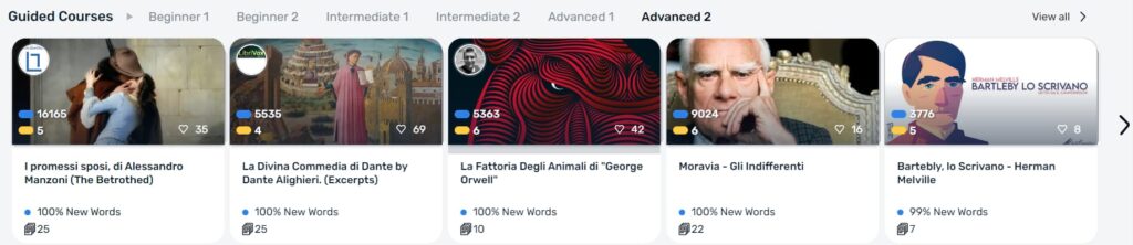 lingq italian review advanced courses