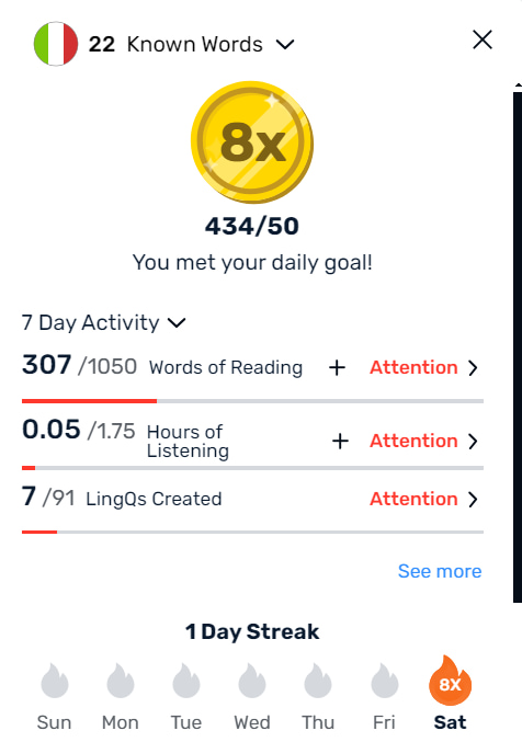 lingq italian review progress