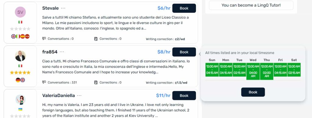 lingq italian review tutors two