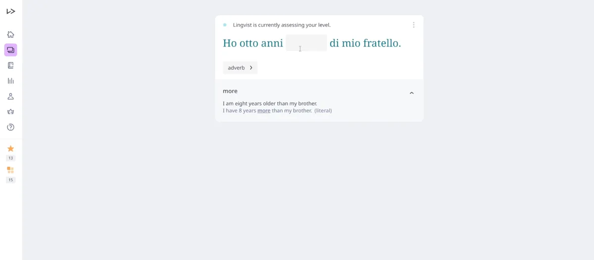 Lingvist flashcard exercise
