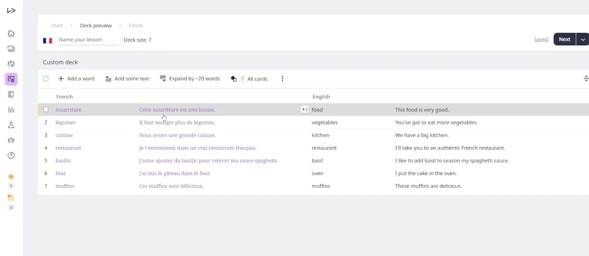 Lingvist custom deck builder