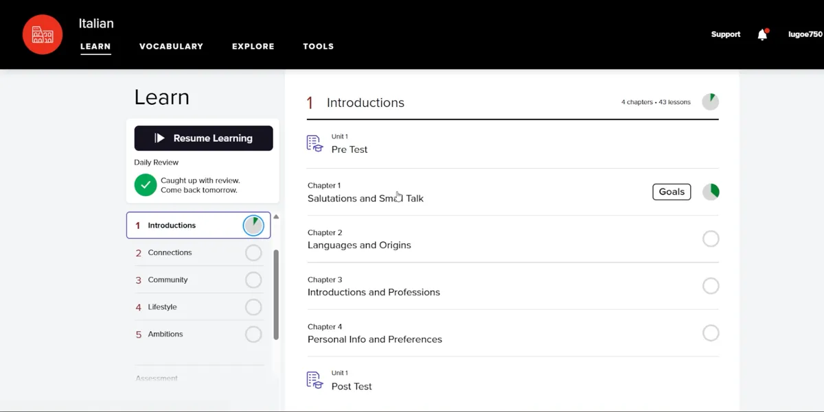Mango Languages lesson interface
