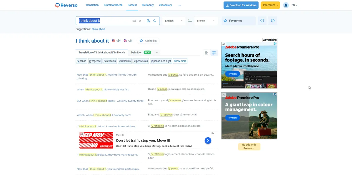 Reverso Context main features