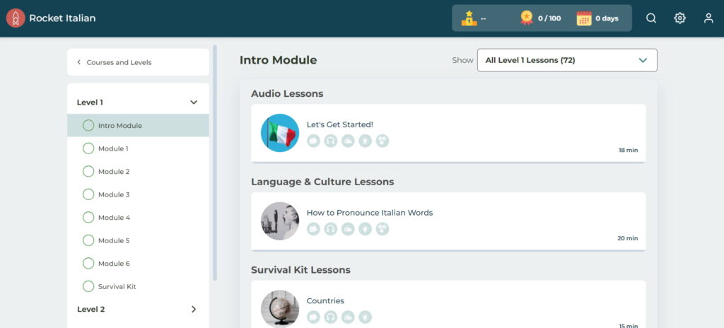 rocket languages italian review homepage