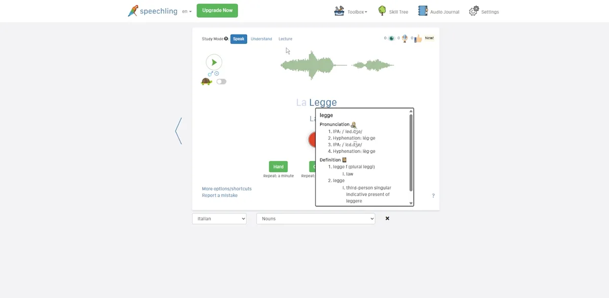 Speechling coaching feedback and pronunciation review