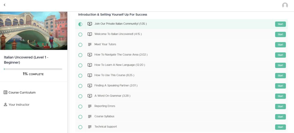 story learning italian review introduction