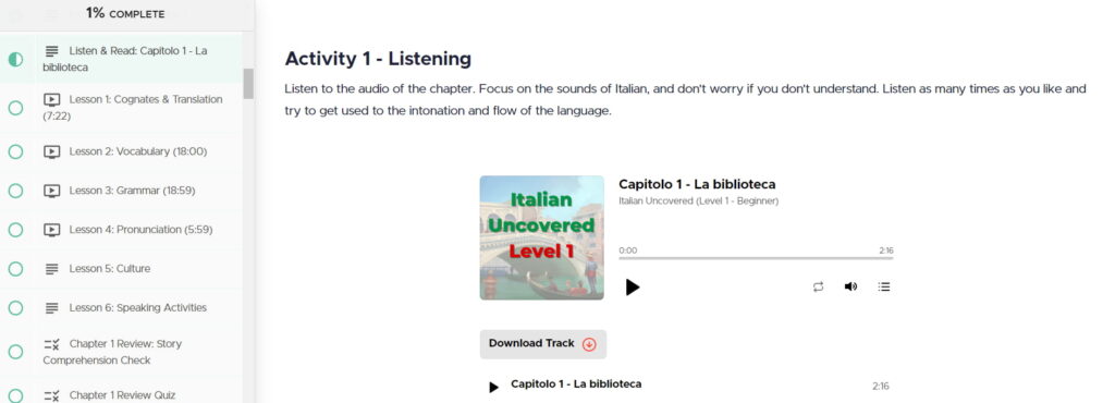 story learning italian review listening