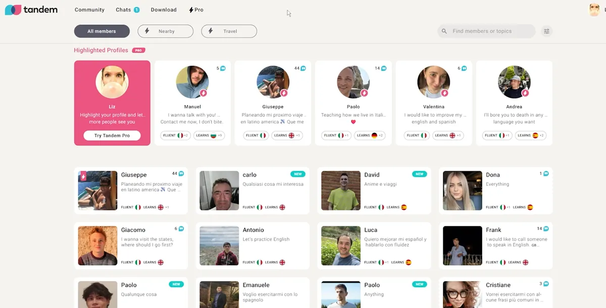 Tandem Pro subscription features and extras