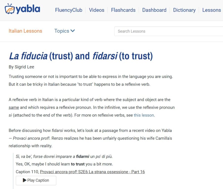yabla review italian lessons one